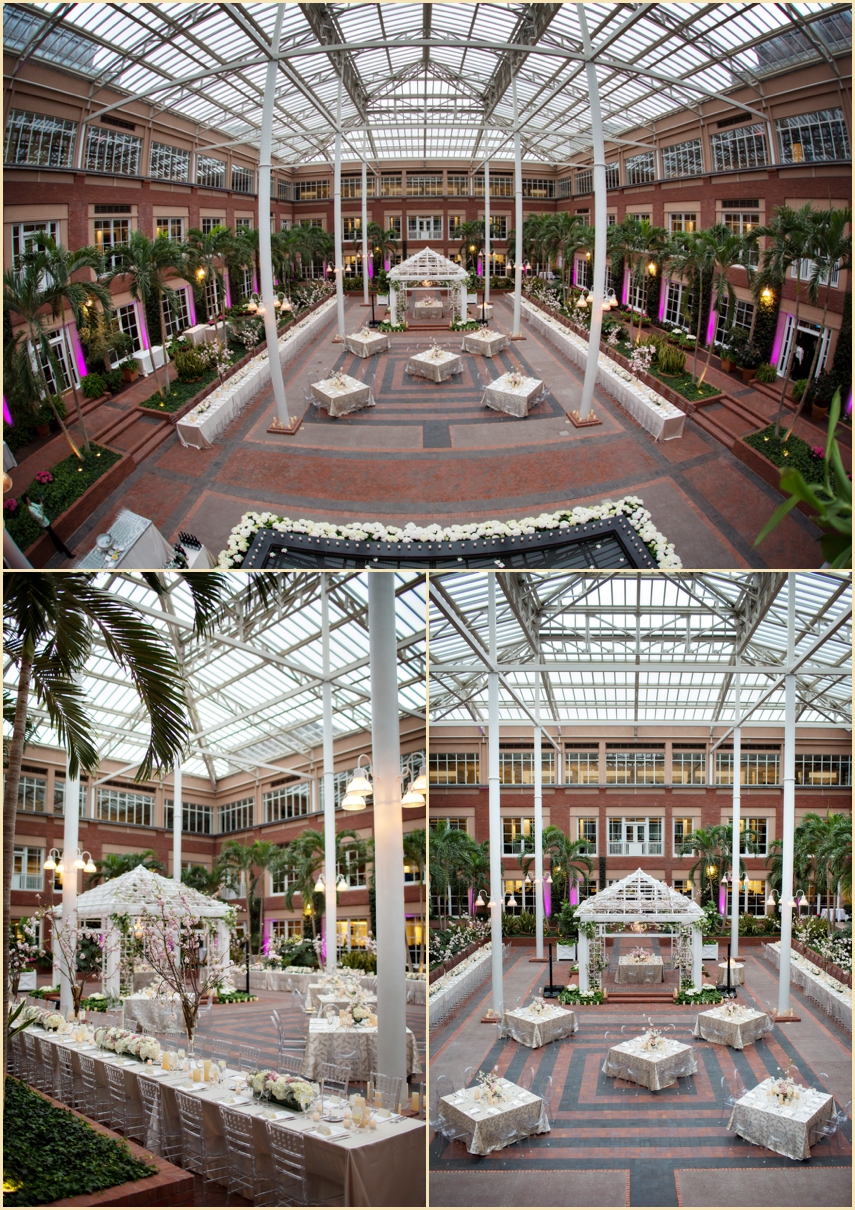 Atrium Garden Inspired Wedding Reception at Meditech Canton MA with Marreo Events