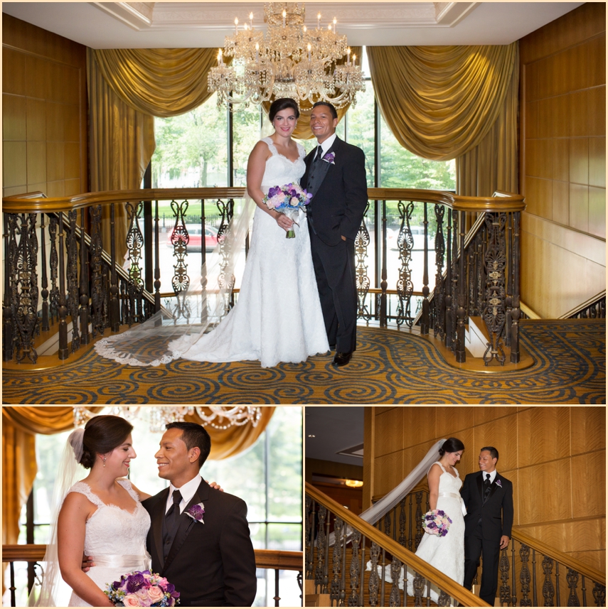 Four Seasons Hotel Boston Wedding - Grand staircase portraits